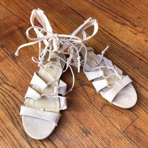 Suede-finish Taupe Gladiator Sandals